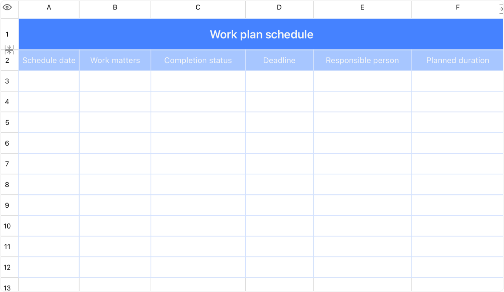 Work plan schedule 1